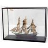 Image 1 : A late 19th/early 20th century ship model in case, the three masted clipper with sails and riggin...
