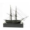 Image 1 : A late 19th century ship model in glazed case, the Man-O-War with two masts, rigging and brass ca...