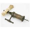 Image 1 : A Heeley Kings-screw mechanical corkscrew, with turned bone handle and brush, steel side handle,...