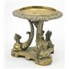 Image 1 : A French late 19th century polished bronze tazza, the circular foliate rimmed dish supported by t...