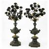 Image 1 : A pair of French late 19th century bronze candelabra, each in the form of a twin handled vase on...