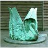 Image 1 : A pair of late 19th century patinated copper swans, each with wings spread and now joined togethe...