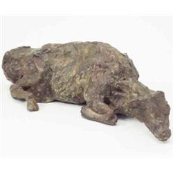 James Maberley: a bronze cow 'Tired', the cow lying down, 16.5 ins. long...