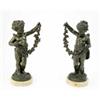 Image 1 : A pair of French late 19th century bronze cherubs by one of the Moreau family, each winged figure...