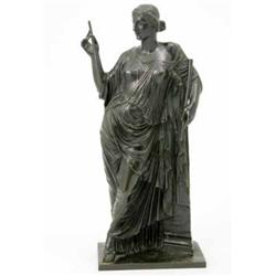 After the Antique, French late 19th century, a classical bronze woman, standing in flowing robes...