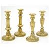 Image 1 : Two pairs of George IV brass candlesticks, each with push-eject and circular base, 8.5 ins....