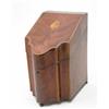 Image 1 : A George III mahogany knife box, the sloping cover inlaid with a shell paterae, the edges with ch...