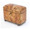 Image 1 : A George IV tortoiseshell tea caddy, the domed cover with silver wire inlay on ball feet, 6 ins....