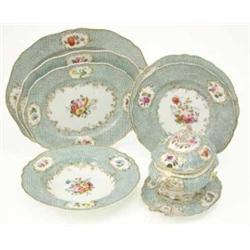 A Victorian bone china 39-piece part dinner service, including five oval serving plates and three...