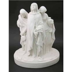 A Victorian Minton parian figure group, The Three Marys, date code 1856, on oval base, 13.5ins...