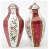 Image 1 : A pair of Samson hexagonal vases, in style of Chelsea, painted with exotic birds and insects and...