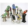 Image 1 : Seven various Continental porcelain bird models, parrot types and wild birds, naturalistically pa...