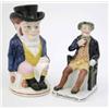 Image 1 : A Victorian earthenware character jug, with top hat cover, 10.5ins and a similar figure of a seat...