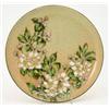 Image 1 : A Linthorpe saucer dish, designed by Henry Tooth, painted with pink flowers and green leaves agai...