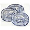 Image 1 : A graduated set of three Victorian blue and white serving plates, printed with a river scene and...