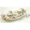 Image 1 : A Jacob Petit inkstand, of rococo shape painted with flowers and fitted with inkwell and pounce p...