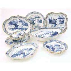 A good 18th century English porcelain 21-piece part dessert service, including oval serving dish,...