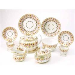 A early 19th century porcelain 32 piece part tea set, possibly Miles Mason, including teapot and...