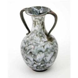 A Doulton stoneware 2-handled vase, designed by Ethel Beard, circa.1890, decorated with mottled g...