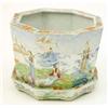 Image 1 : A Cantonese famille rose octagonal jardiniere, and stand, decorated with figures in a continuous...