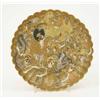 Image 1 : An early 20th century Satsuma scalloped dish, painted with figures and heads on a gold ground, th...