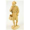 Image 1 : A Japanese ivory okimono, of a fisherman with a basket and a tool on his back, parts lacking, ins...