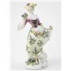 Image 1 : A Meissen figure of a Shepherdess with an apron of flowers, pink bodice, yellow hat and dress wit...