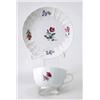 Image 1 : A Meissen teacup and saucer painted with flower-sprays within a Dulong-pattern border, the cup wi...