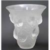 Image 1 : A Lalique Saint Francois vase, cat. ref. 1055, frosted glass moulded with a design of birds perch...