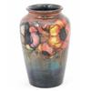 Image 1 : A Moorcroft Flambe Anemone vase, circa 1938, decorated in shades of pink, green and blue against...