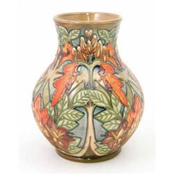 A Moorcroft Flame of the Forest baluster vase, with waisted neck, late 1990's, designed by Philip...