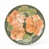 Image 1 : A Walter Moorcroft coral Hibiscus plate, circa 1968-1978, decorated in shades of green and coral...