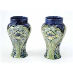 A good pair of Moorcroft Macintyre Florian ware vases, circa 1898 - 1905, decorated with an early...