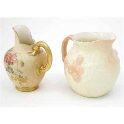 A Royal Worcester jug, lightly painted with flowers against an ivory ground, date code 1898 (5in....