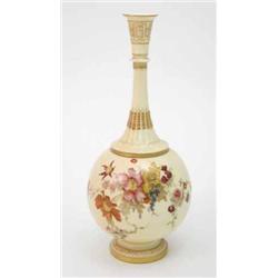 A good Victorian Royal Worcester vase, of globe and shaft form, painted with bright flowers again...