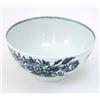 Image 1 : An 18th century Worcester bowl, printed with foliage and butterflies in underglaze blue, hatched...