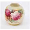 Image 1 : A Royal Worcester globular vase, painted with rose sprays by Millie Hunt, date code 1941, 3in....