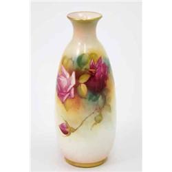 A Royal Worcester vase, painted with roses and leaves, signed Millie Hunt, shape 2491, date code...