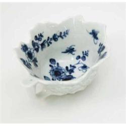 A Worcester leaf shaped pickle dish, painted with leaves in underglaze blue, painter's mark, circ...