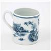 Image 1 : A small Worcester mug, painted with flying ducks and a fenced garden in underglaze blue, circa 17...