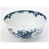 Image 1 : A first period Worcester bowl, continuously painted with flowers in underglaze blue, open crescen...