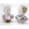 Image 1 : A pair of late 19th century Meissen portrait busts, boy and girl, each wearing scarf and encruste...