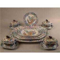 A 19th Century Masons Patent Ironstone 38 piece pheasant and rocks pattern dinner service, compri...