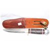 Image 1 : Hunting Knife with Leather Sheath, Leather Handle