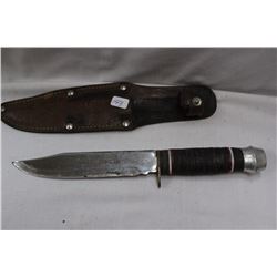 Vintage Stainless Steel Hunting Knife with Original Sheath