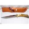 Image 1 : Handmade Antler Handle Leather Sheath 8" Blade METIS Made