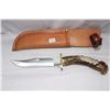 Image 1 : Handmade Antler Handle Leather Sheath 6" Blade METIS Made