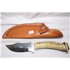 Image 1 : Handmade Antler Handle Leather Sheath 4 1/2" Blade METIS Made