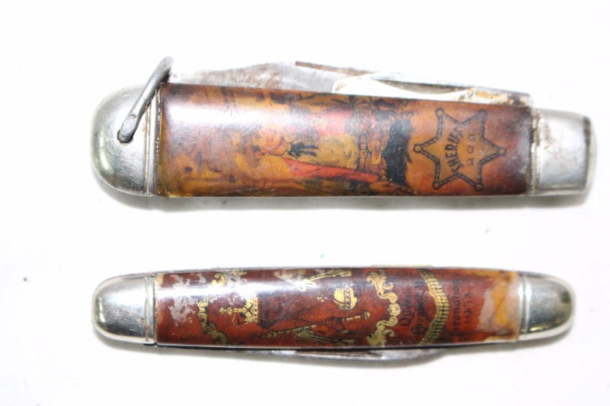 2 Vintage Knives 1 Sherrif and Queen Elizabeth Coronation 1953
