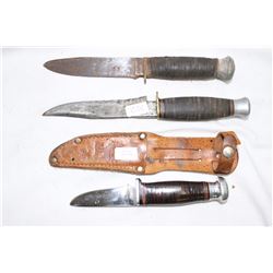 3 Vintage Knives 1 Sheath 1 Stamped Blue Steel and 1 Walden NY